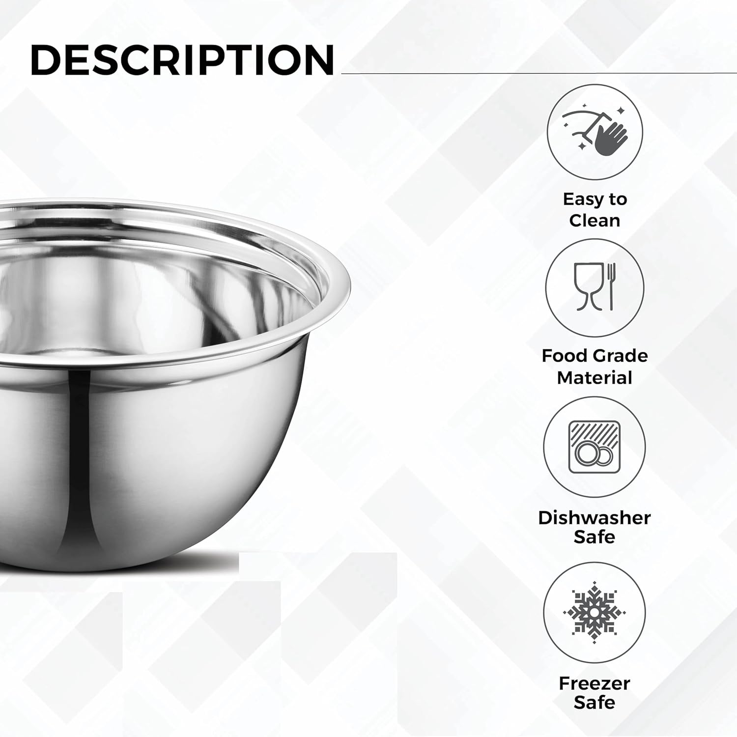 Avador Premium Stainless Steel Mixing Bowls, Set of 7 EXTRA Large Stainless Steel Mixing Bowl Set, Easy To Clean, Space Saving, Great for Cooking, Baking, Prepping (0.25, 1, 1.5, 3, 4, 5 and 8 Quart)
