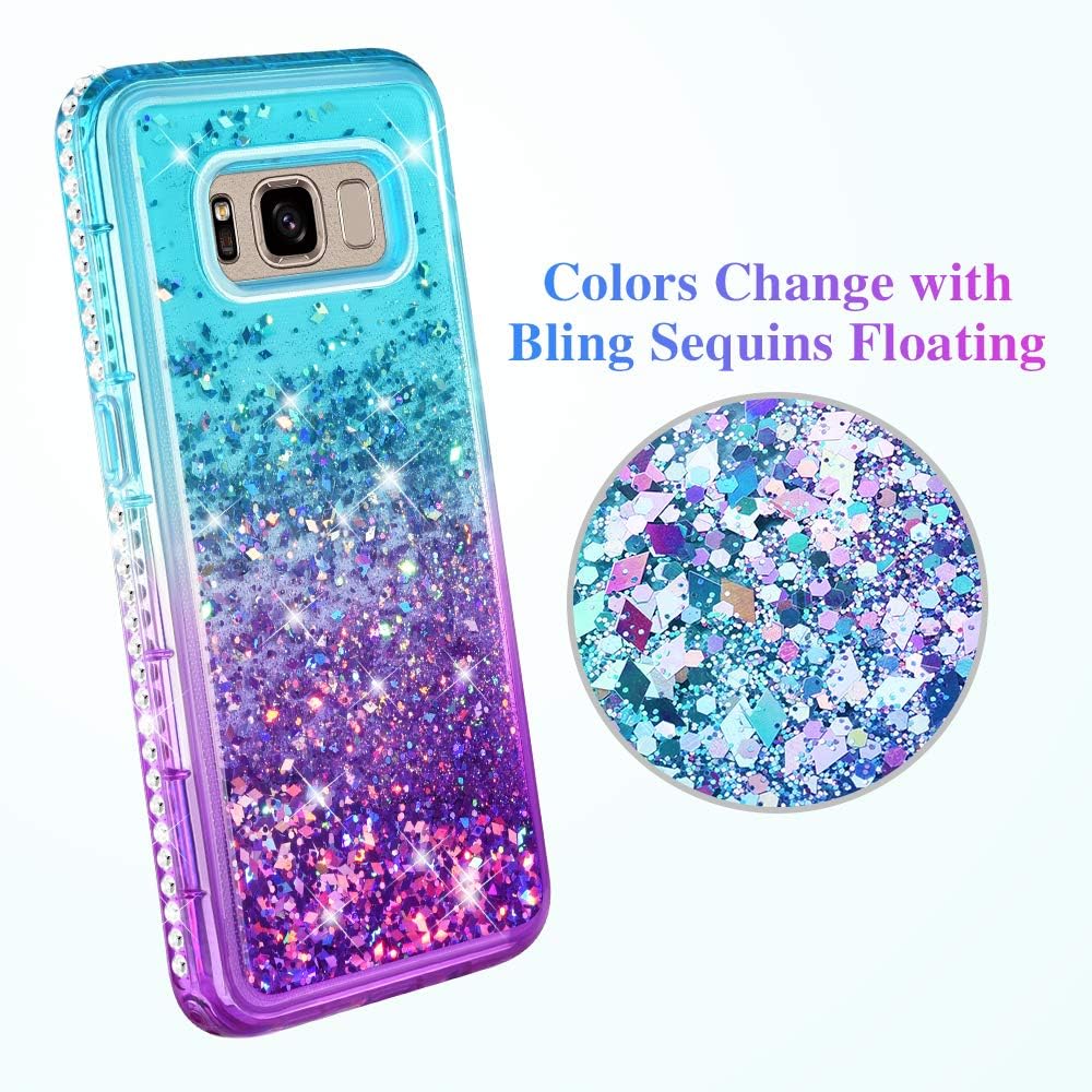 Ruky Galaxy S8 Active Case (Not Fit Galaxy S8), Gradient Quicksand Series Glitter Flowing Liquid Floating Soft TPU Bling Sparkly Diamond Girls Women Phone Case for Samsung Galaxy S8 Active (Aqua)
