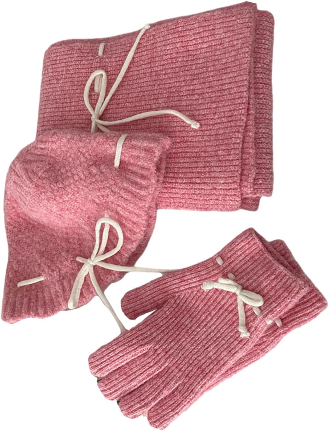 Versatile Girl Scarf Hat Knitted Caps Scarf with Gloves Set Winter Warm Hat for Casual Wear Scarf Hat Gloves Set Women