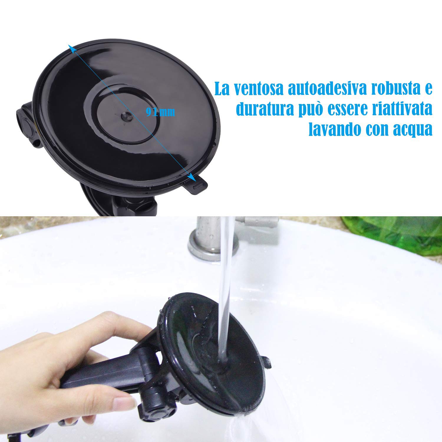 Soporte para tablet de coche, ajustable a 360 grados con fuerte ventosa para parabrisas salpicadero de 7 a 10,5 pulgadas