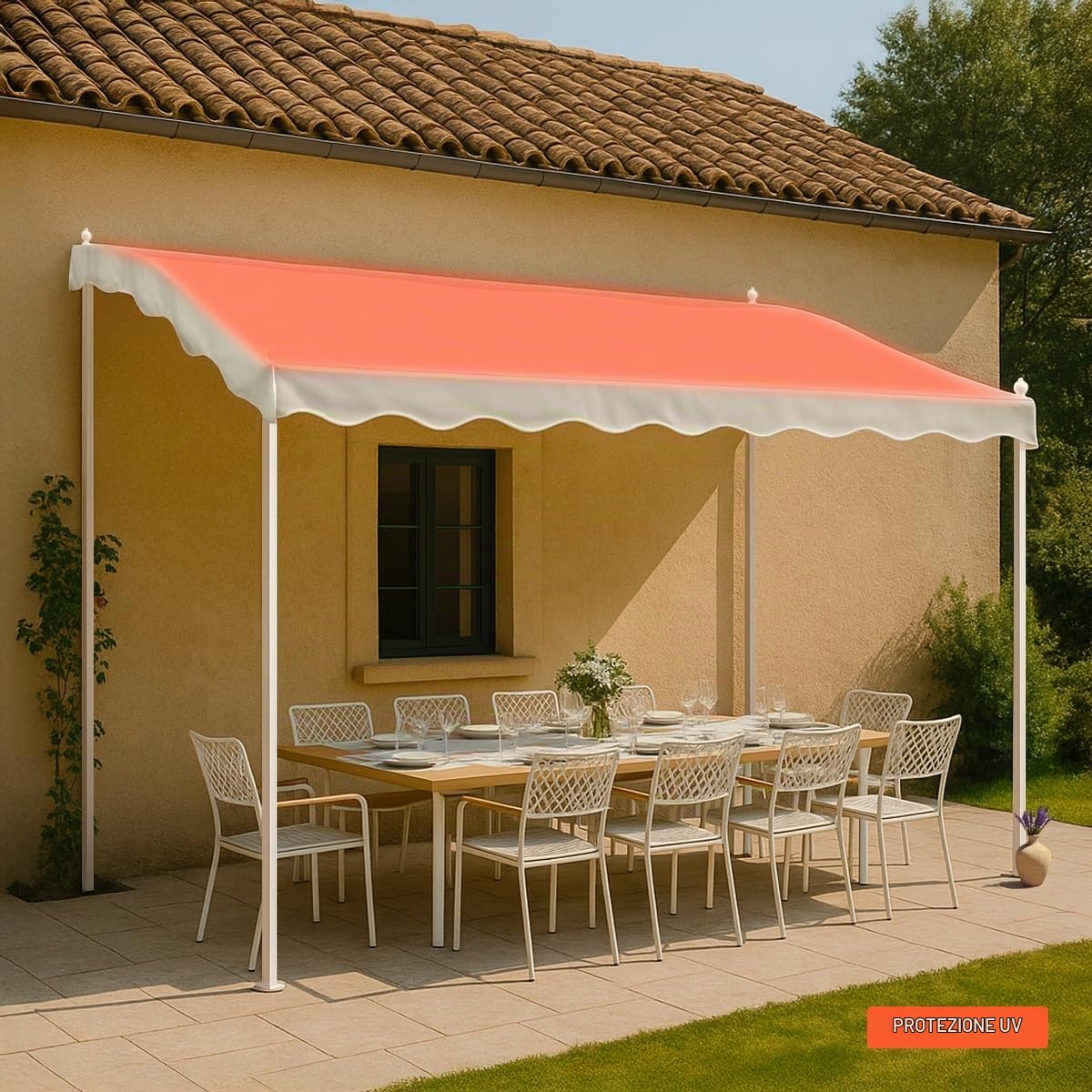 Produce Shop Gazebo 3x2 Metri Giardino Acciaio Ingresso Bar Hotel Pergola UV - Bianco
