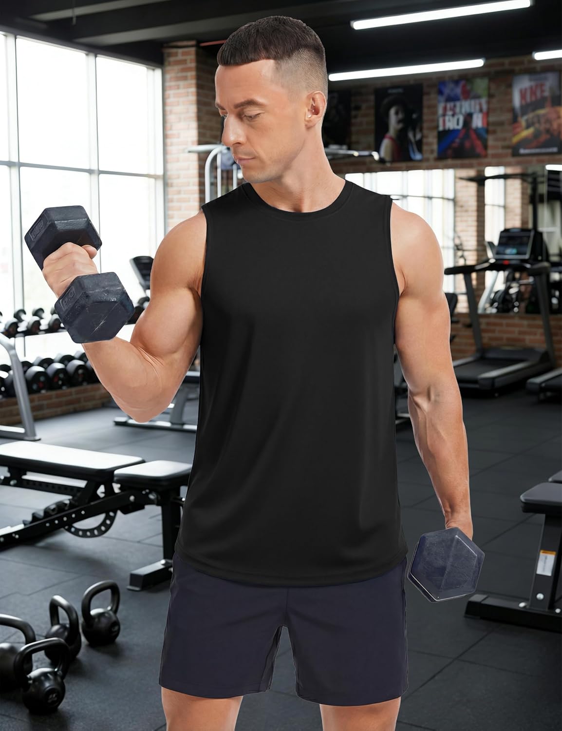MAGCOMSEN Men's UPF 50+ Sleeveless Shirts Quick Dry UV Protection Muscle Athletic Tank Top for Workout Swim Running Gym - Image 3