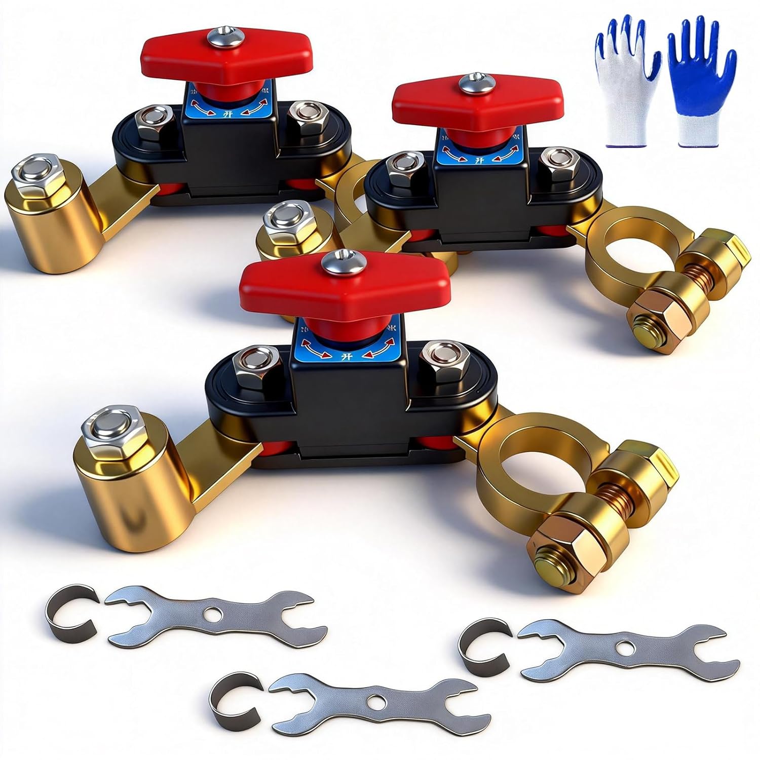 Universal Battery Disconnect & Leak Protector - Waterproof Short Circuit Protection Car Battery Disconnect Switch for Cars, RV, Boat to Prevent Battery Drain & Protect Vehicle (3pcs)