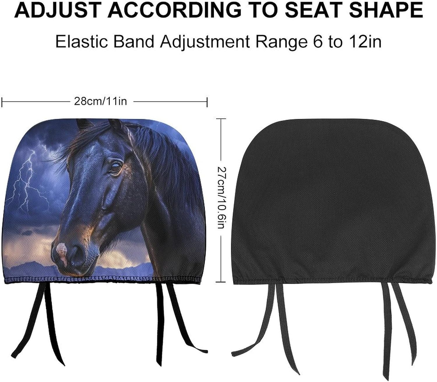 Horse in Thunder Fashion Car Headrest Cover Novelty Elastic Seat Rest Covers for SUV Truck Sedan image 2