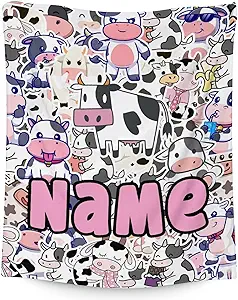 Mercuryelf Custom Cow Throw Blanket - Soft, Fuzzy & Warm - 30x40 Inches Small Blankets for Lap, Crib - Cute Throws Gift for Kids