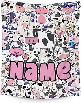 Mercuryelf Custom Cow Throw Blanket - Soft, Fuzzy & Warm - 30x40 Inches Small Blankets for Lap, Crib - Cute Throws Gift for Kids