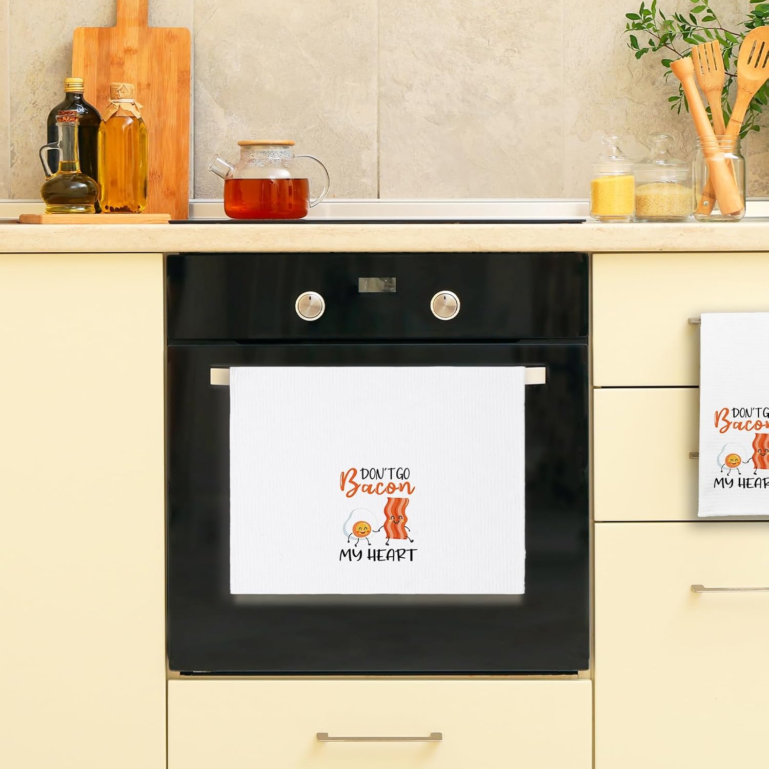 Funny Kitchen Towels Don't Go Bacon My Heart Dish Towels Cute Decorative Dishcloths with Sayings Great Housewarming Gifts Novelty Kitchen Decor Gifts for Women Men Hostess Chef Bacon Lover - Image 6