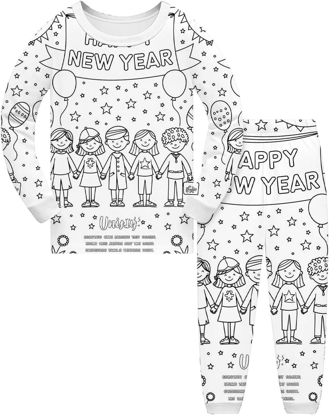 Christmas Outfits,Happy New Years 2 Piece Color Your Own You Can Color Set Markers Cute Diy Hand Painted Colorable Suit