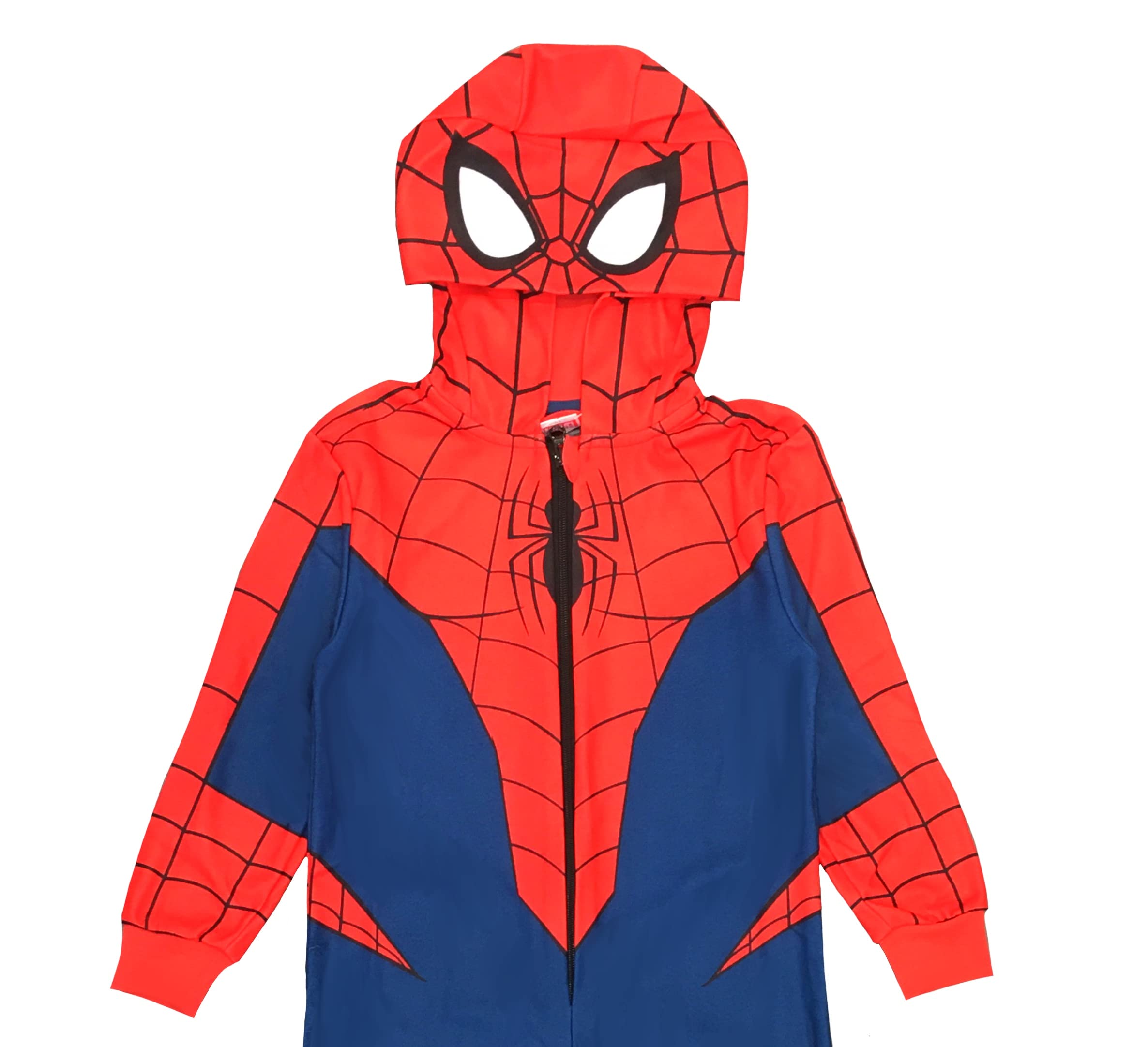 Marvel Spiderman Jungen Einteiler mit Kapuze, Rot/Blau, Alter 2-10 Jahre