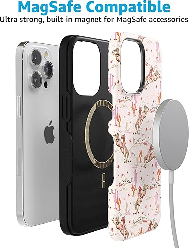 Vista 1103 de Casely Funda para iPhone 15 Pro Max Jardín Secreto Flores mixtas Funda atrevida Compatible con MagSafe y botón de acción Secret Garden