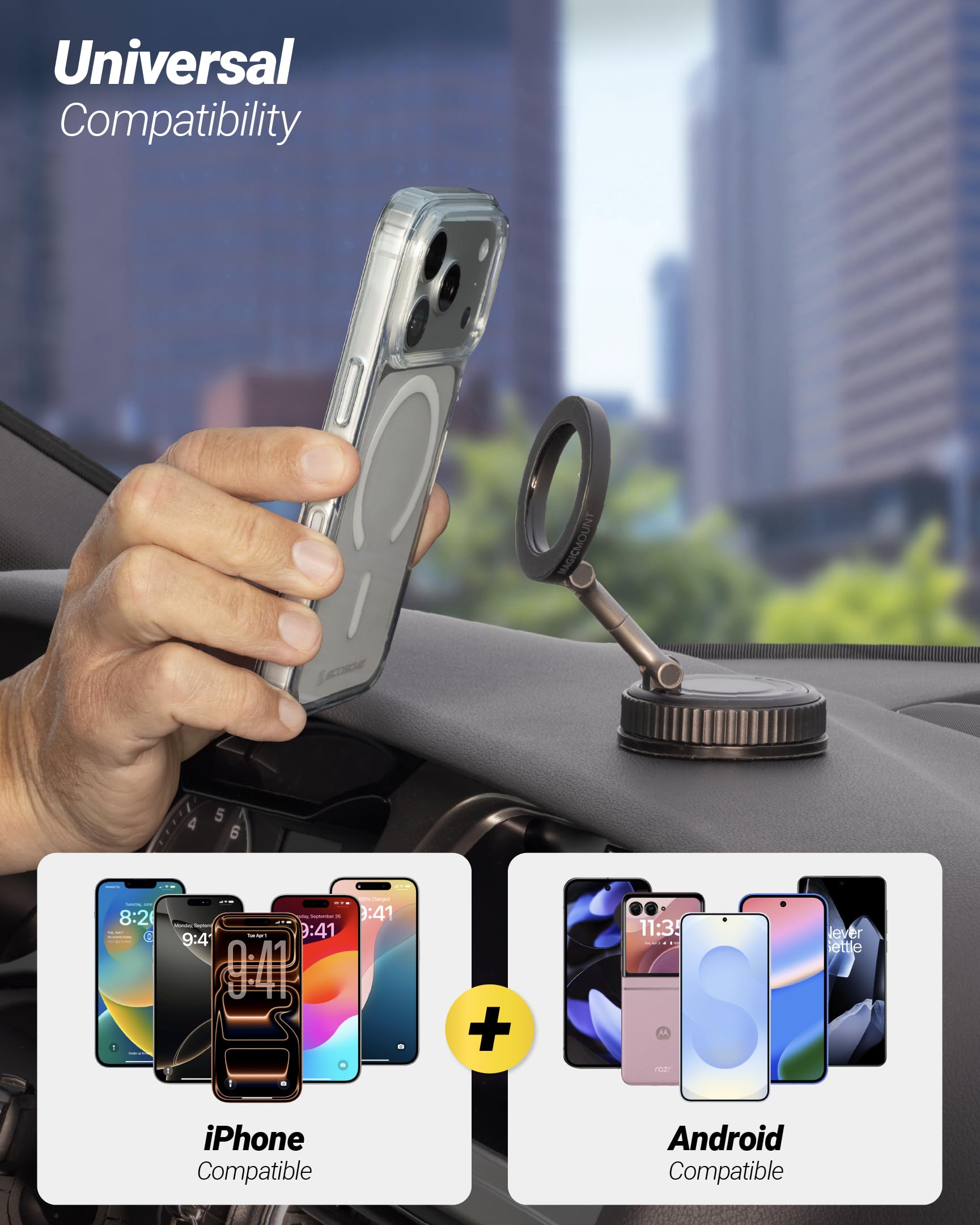 Scosche GoAnywhere MagSafe Car Mount with 360° Rotating Neck & Twist-to-Lock Suction Base, Magnetic Car Phone Holder for Dashboard, Windshield & Floating Car Screen, Compatible with PopSockets, iPhone view 7
