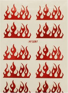 Generic Red Fire Flame Nail Art Decal Stickers Self Adhesive Xf3287 Red Nail Wraps Art Stickers Manicure Supplies for Women for Home Nails Full Long Lasting Easy Apply and Remove