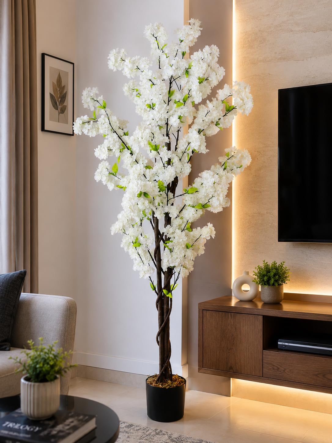 Artificial Cherry Blossom Trees Handmade Light Pink Tree Indoor Outdoor Home (170 cm Artificial Tree -B)