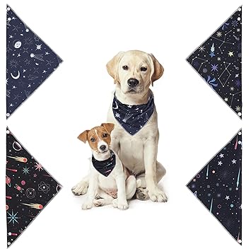 MBJERRY Dog Bandanas, 4 Pack Adjustable Pet Triangle Kerchief with 2 Snaps Washable Puppy Scarf for Dogs Bibs (Meteor)