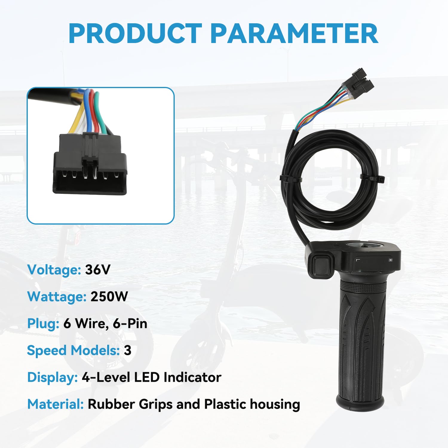 EOPOAYI Kit di manopole per acceleratore EBike da 36 V, ricambio per bici elettrica Jetson Bolt Pro JX10 Atlas Ancheer, acceleratore a 6 pin per Dyu D3F D2F C3 C4 parti display tensione pulsante