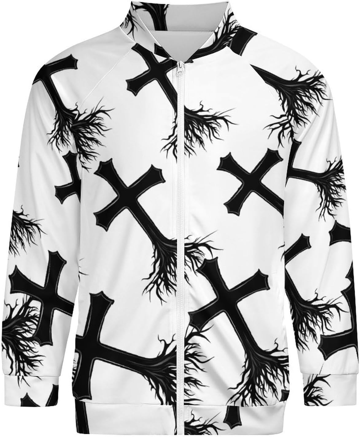 Christian Crosss Roots Jesues Men's Zip Up Sweatshirt Casual Sweater Jackets Long Sleeve Tops Lightweight Coat