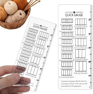 2 Pcs Quick Gauge Ruler for Knitting Crochet, Measurement Tool with Grid