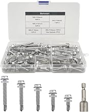51pcs M6.3 Stainless Steel Self Tapping Hex Head Screws Metal Roofing Drilling Bolts Shank Self Drilling Screws