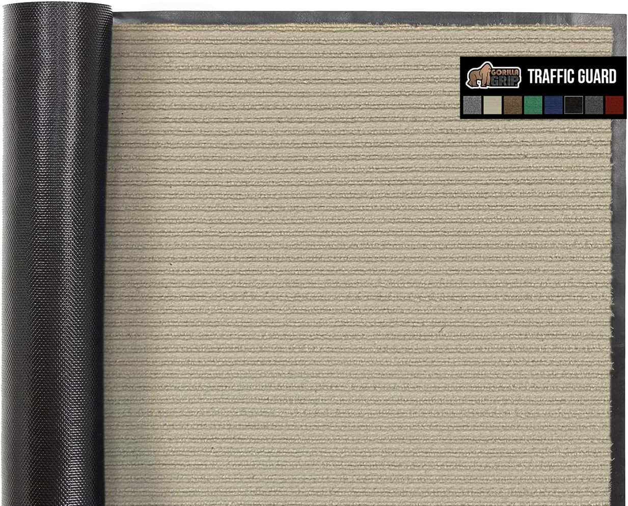 Gorilla Grip Heavy Duty Traffic Guard Doormat, Durable Rubber Backing, Low Profile Indoor Outdoor Door Mat, Stain and Fade Resistant Shoe Scraper, Commercial Welcome Mats for Entry, 29x17, Beige