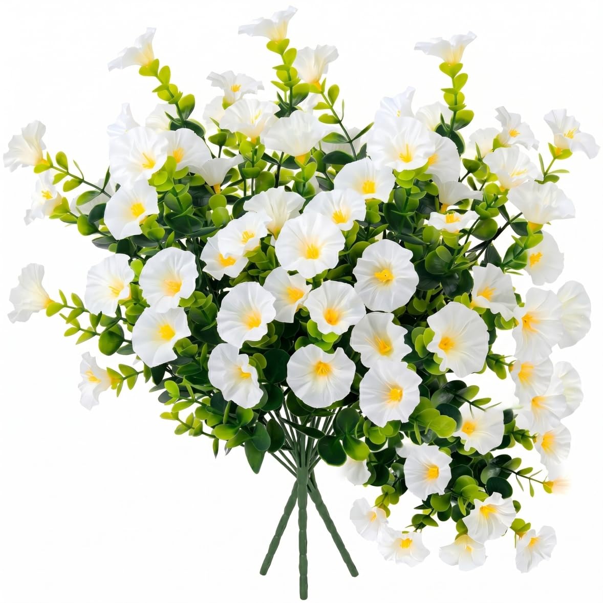 Xweptuy 24PCS Artificial Petunias Realistic White Flowers Uv Resistant Artificial Petunias For Outdoors Indoor Decor, 36cm/14.17inch