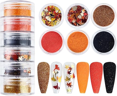 Miniatura 10 de Brillantina para uñas de Navidad, copos de nieve, lentejuelas de uñas rojo y verde, diseños de Navidad mezclados en polvo, hexágono, copos de