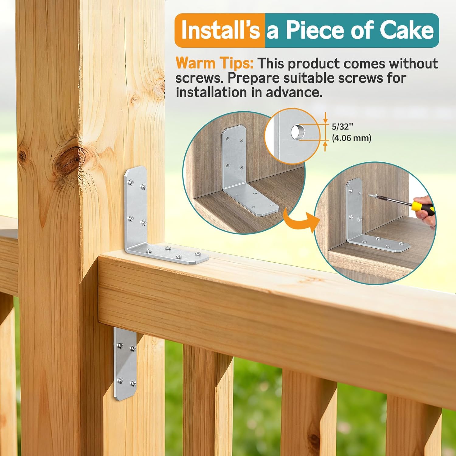 3"x3"x1.2" Steel L Bracket, 90 Degree Metal Iron Corner Brace - Right Angle Joist Brackets for Wood Shelves, Desk, Fence, Furniture Repair (Galvanized-8 Pcs)