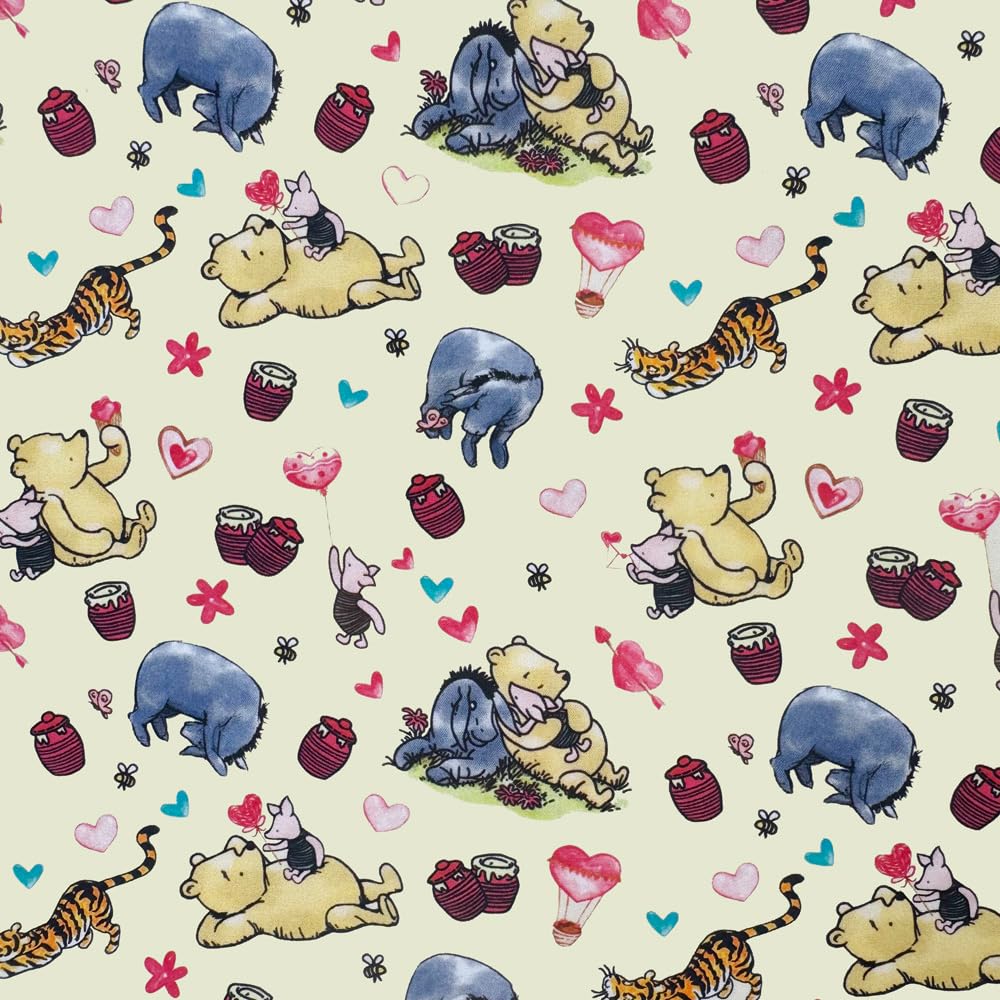 Crafty by Chatham Winnie Loves 100% Cotton Fabric 112cm Wide Digital Printed Craft Cotton for Sewing, Quilting & Dressmaking