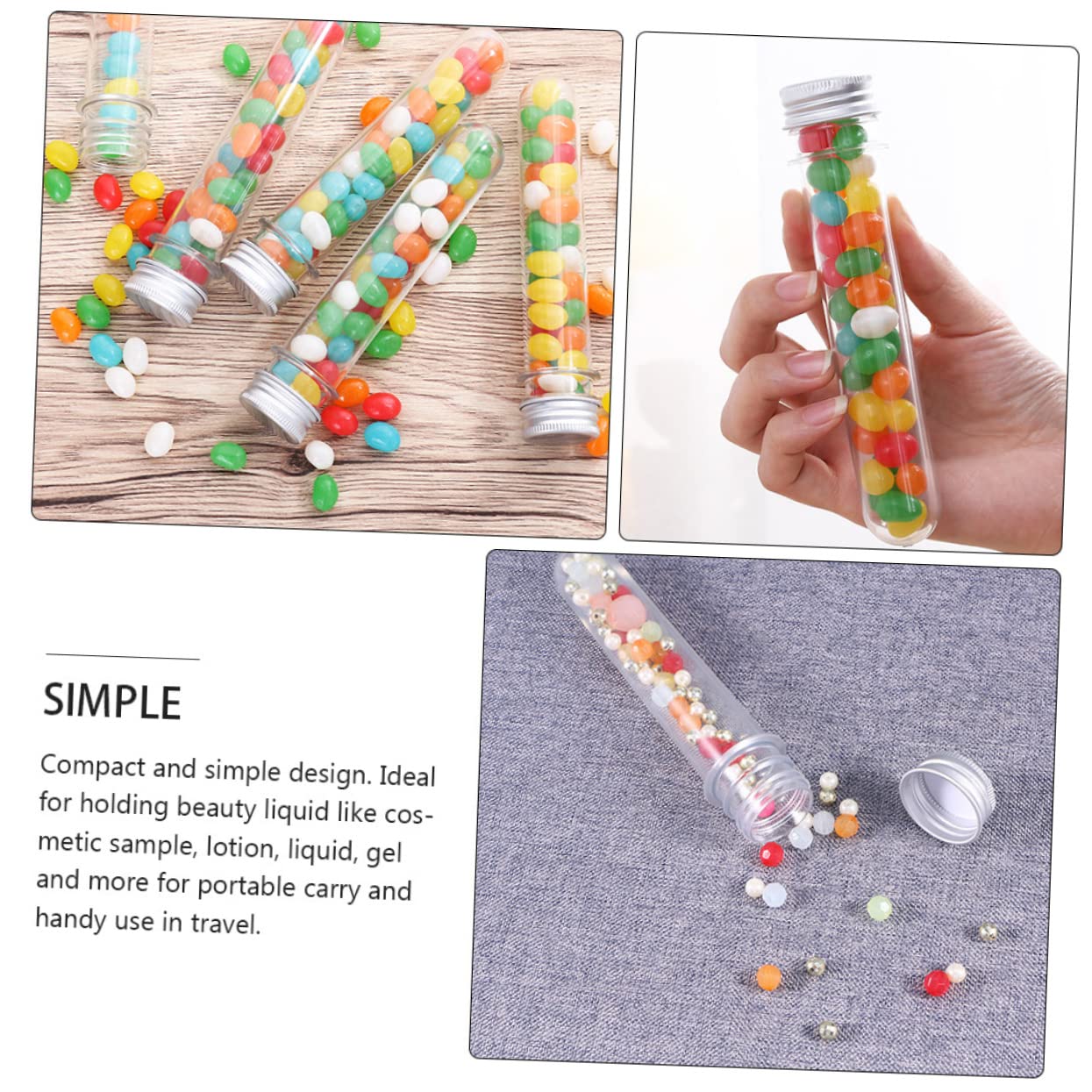 Frascos de Tubo de Ensayo Transparentes 45ml Pet 50 Piezas | Aluminio, Fácil de Llenar, para Almacenamiento Portátil, Protege Líquido