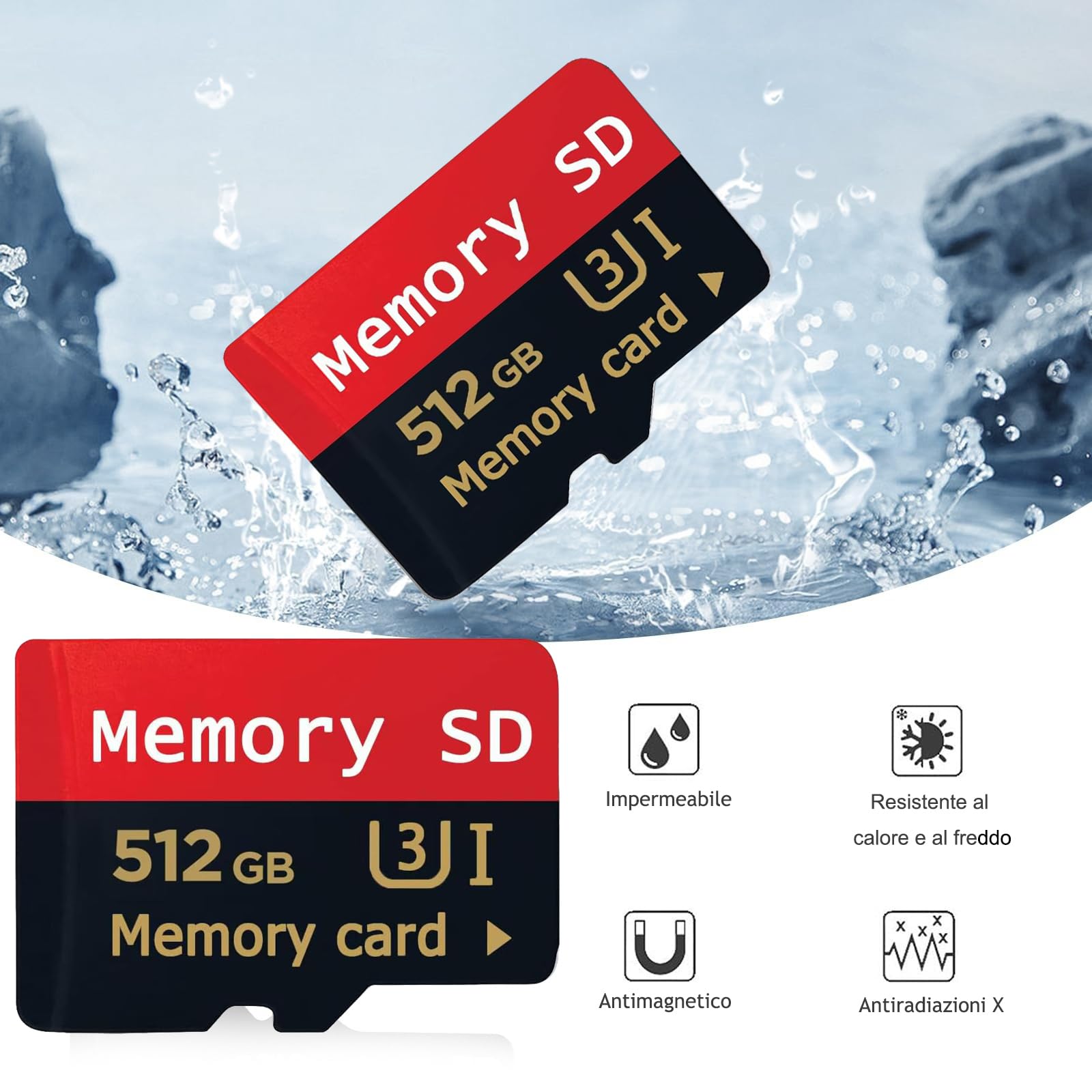 Carte micro SD 512 Go haute vitesse pour smartphones, appareils de jeu portables et drones, caméscopes, commutateurs.