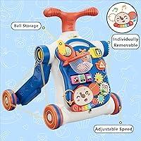 Vista 5 de QDRAGON 5 in 1 Push Walkers for Baby Boys, Toddler Learning to Walk, Sit to Stand Walker, Early Learning Push Toy for Infant 12+ Months, Navy Blue