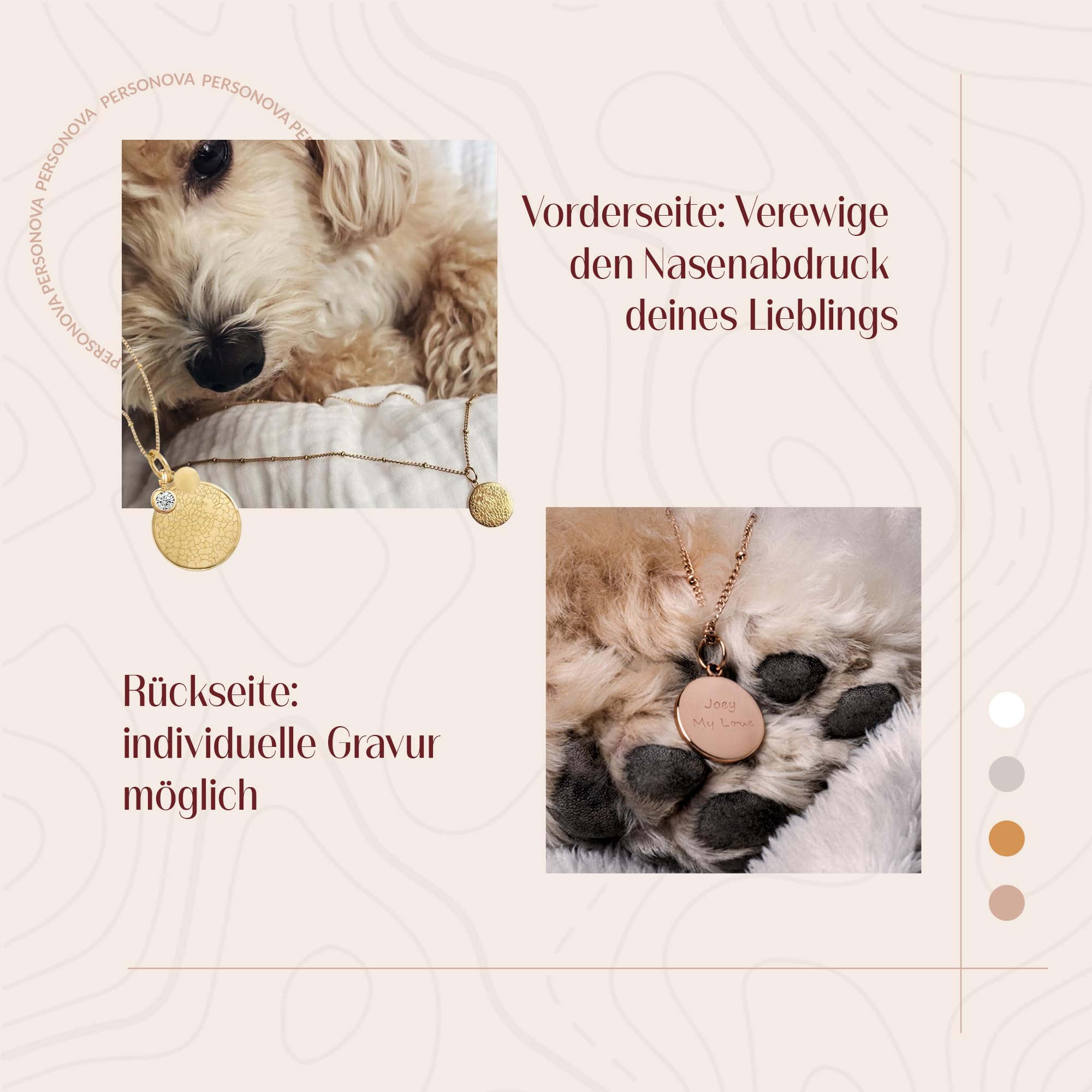 Personalisierte Nasenabdruck Kette Hund Katze – Memorial Halskette mit Gravur – Haustier Nasen Abdruck Anhänger mit Name – Erinnerungsstück mit Buchstaben & Geburtsstein – Tierliebhaber Geschenk
