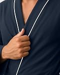 NY Threads Luxurious Men's Knit Robe Kimono Cotton Blend Bathrobe Men's Loungewear Sleepwear