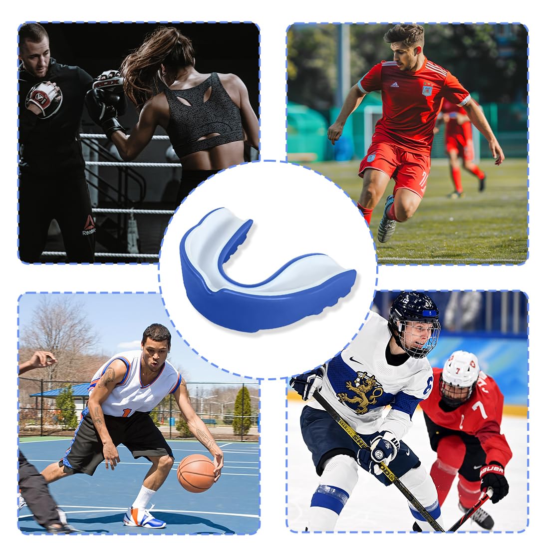 JYNVO 4 paradenti sportivi, paradenti sportivi per bambini per tutti gli sport di contatto completo tra cui rugby, boxe, arti marziali, hockey, MMA, taekwondo - 5