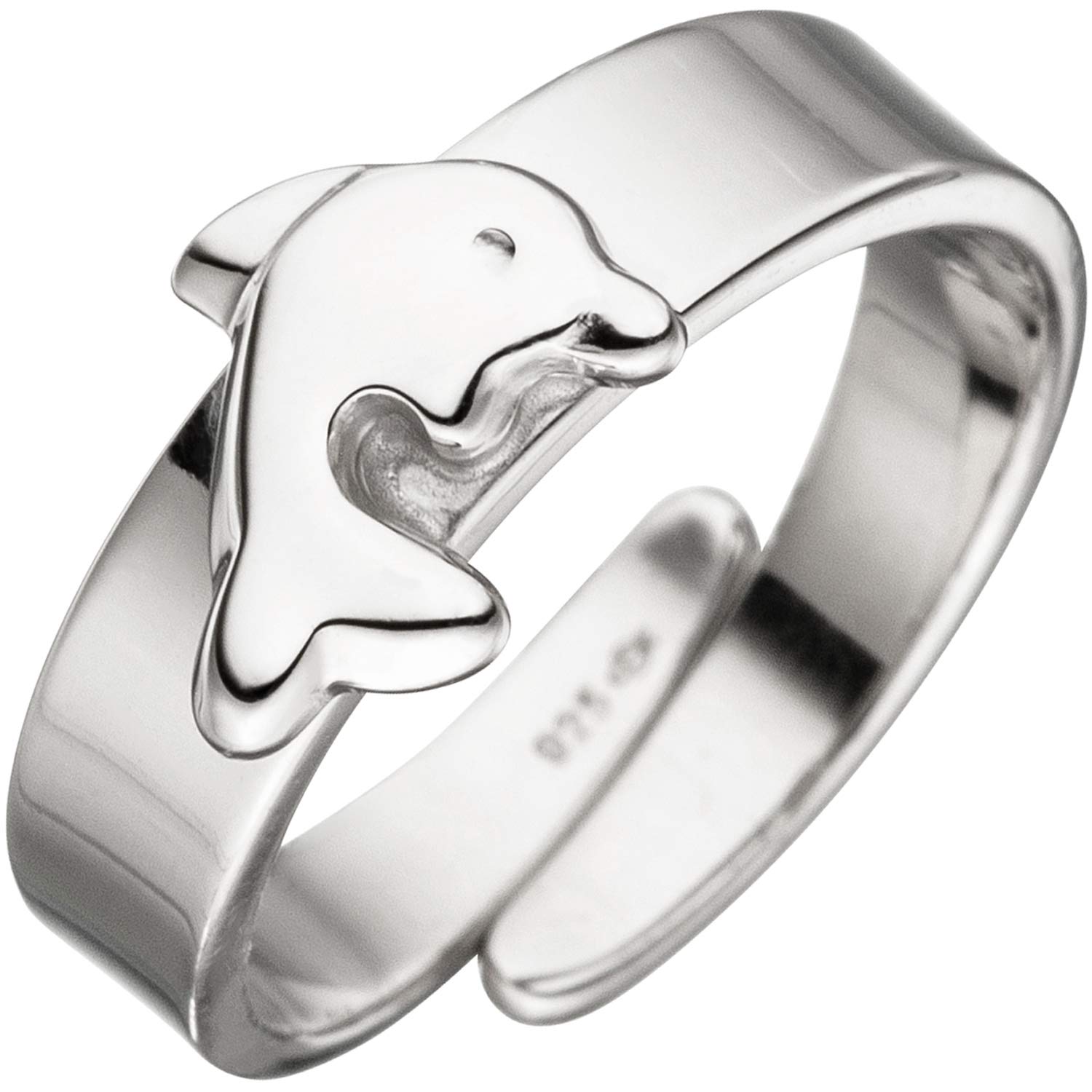Jobo Kinder-Ring aus 925 Sterling Silber mit Delfin variabel einstellbar