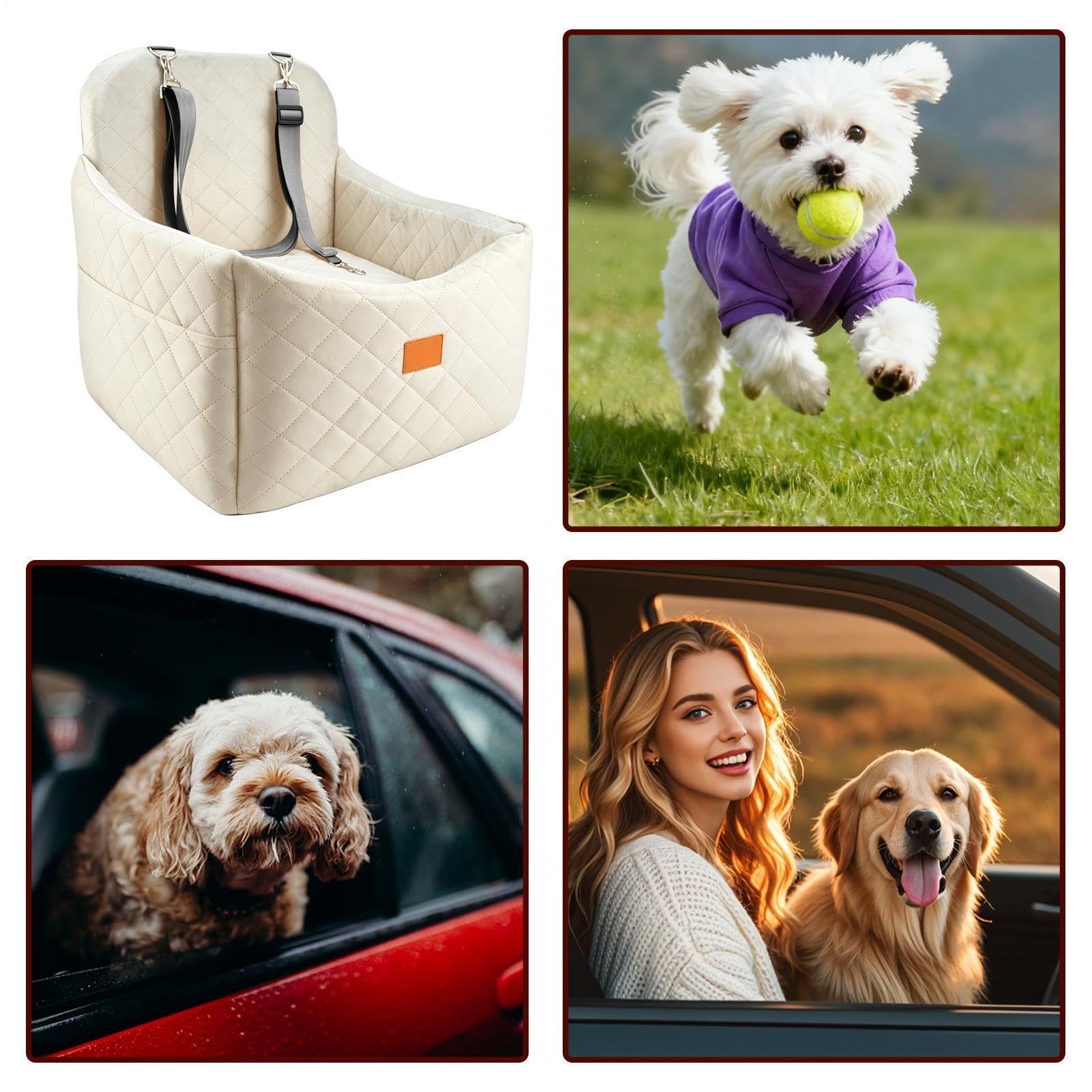 Hunde-Booster-Autositz Reiseautobett mit Memory- | Welpen-Autositz für SUV, LKW-Ladefläche, Roadtrips, tägliches Pendeln, lange Autofahrten, Reisen, Urlaub, Tierarztbesuch und