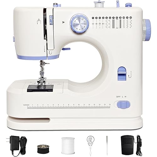 Beginner-Friendly Mini Sewing Machine with 12 Built-in Stitches, Sewing Machine with Foot Pedal, Portable, High-Low Speeds, Perfect for Sewing Enthusiasts