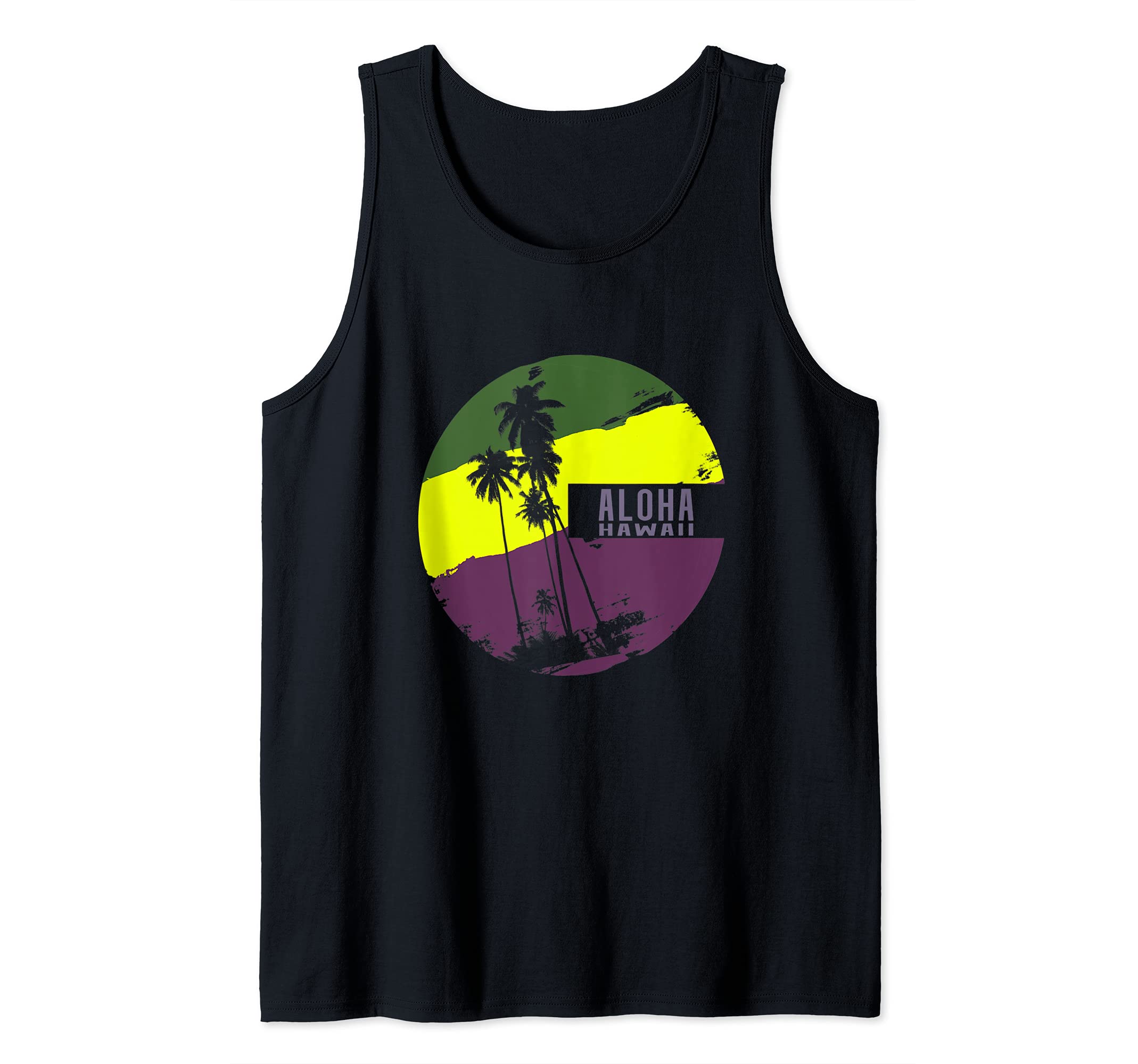 Aloha Hawaii Vintage Circle with Palm Trees Tank Top