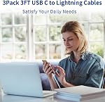 USB C au câble de foudre 3Pack 3FT, [Certifié MFi] iPhone Câble chargeur, type de livraison d'alimentation C iPhone Chargeur cordon charge rapide compatible avec iPhone 14 13 12 11 XS XR X 8 7 iPad