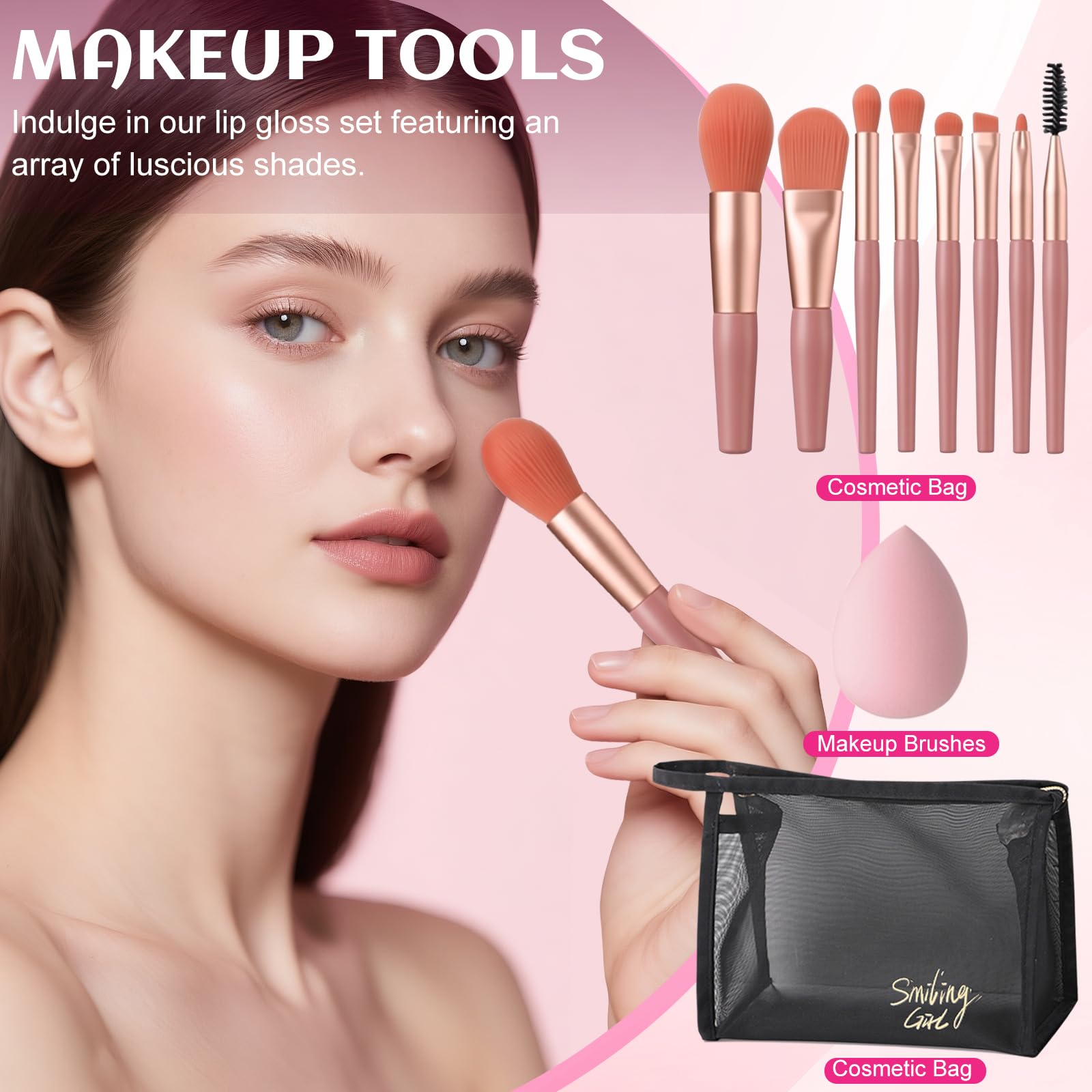 Kit de Maquillage Complet, Coffret Cadeau de Maquillage Femme Ado Fille, Coffret de Maquillage avec Ombres Paupière, Fond de Teint, Correcteur, Gloss à Lèvres, Crayon à Sourcils, Mascara, Trousse