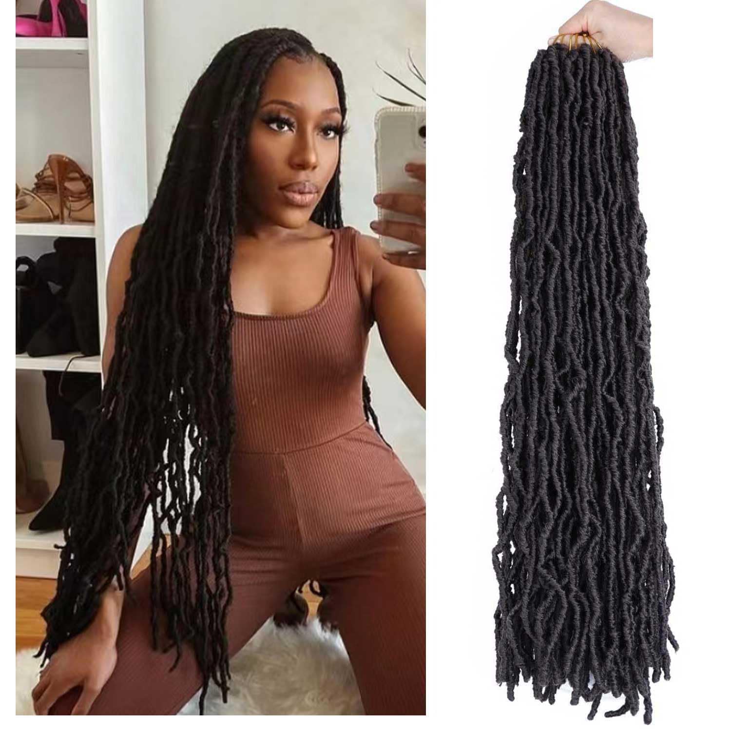 6 Packs Soft Locs Crochet Hair Pre Looped Faux Locs Crochet Braids Goddess Locs Dreadlocs Synthetic Hair For Black Women (4#, 30 Inch (Pack of 6))