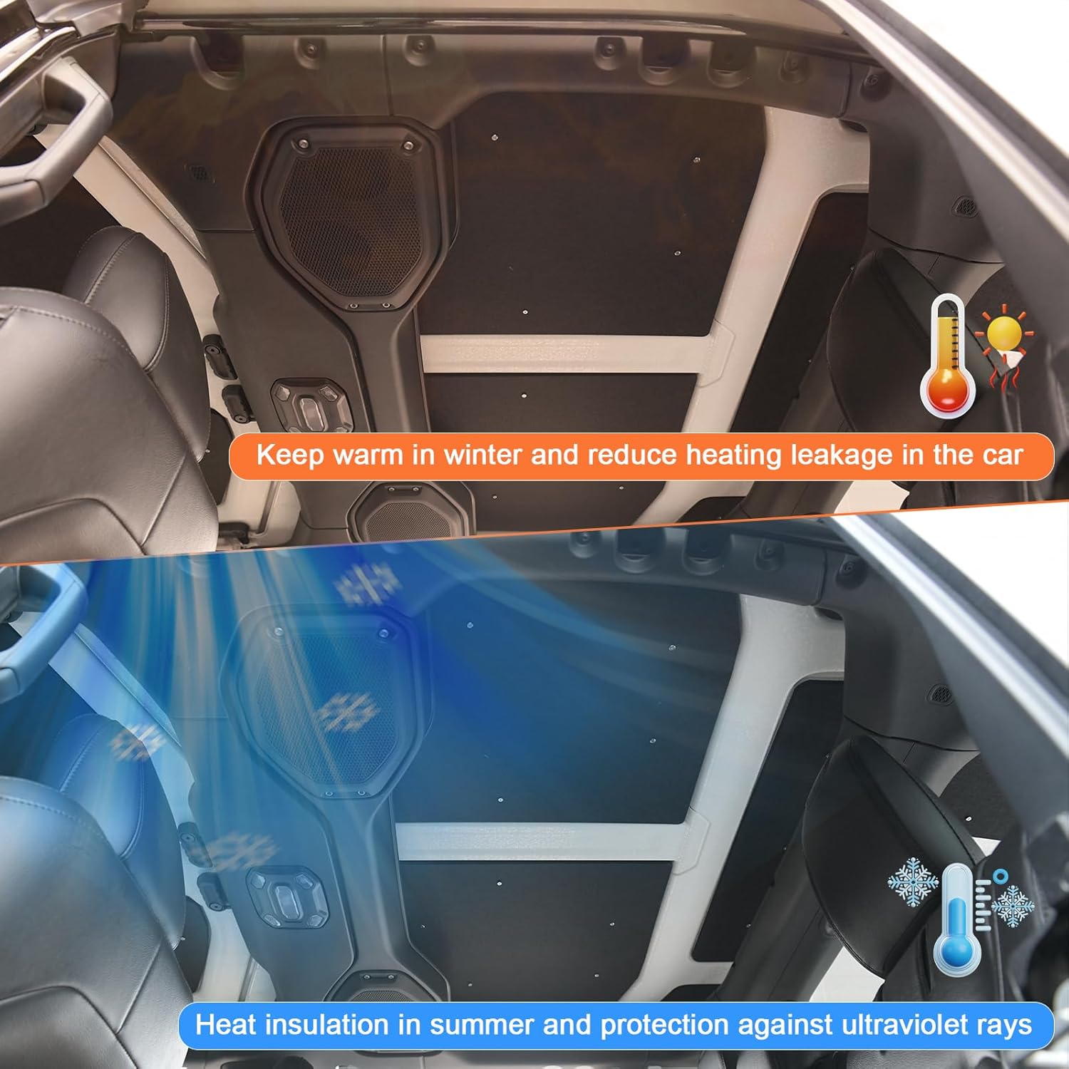 Sound Deadening Hardtop Headliner Kit Compatible with Jeep Wrangler JL 2018-2025 Roof Insulation | 18mm Heat & Noise Shield | NO ROOF Removal | Clip + High-Temp Adhesive (4-Door)