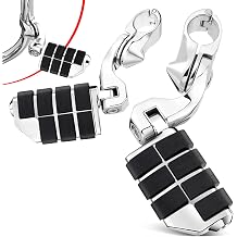 Benlari Motorcycle Adjustable Highway Footpegs Style 3 Chrome Short Angled Fit for Harley Touring Street Glide Softail Dyna Sportster fits 1"(25mm) 1-1/4"(32mm) Engine Guard