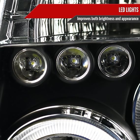 Dual Halo Projector Headlights (Black Housing/Clear Lens) Made for and Compatible with 2005-2007 Nissan Pathfinder/ 2005-2008 Frontier