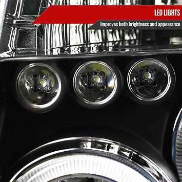Dual Halo Projector Headlights (Black Housing/Clear Lens) Made for and Compatible with 2005-2007 Nissan Pathfinder/ 2005-2008 Frontier