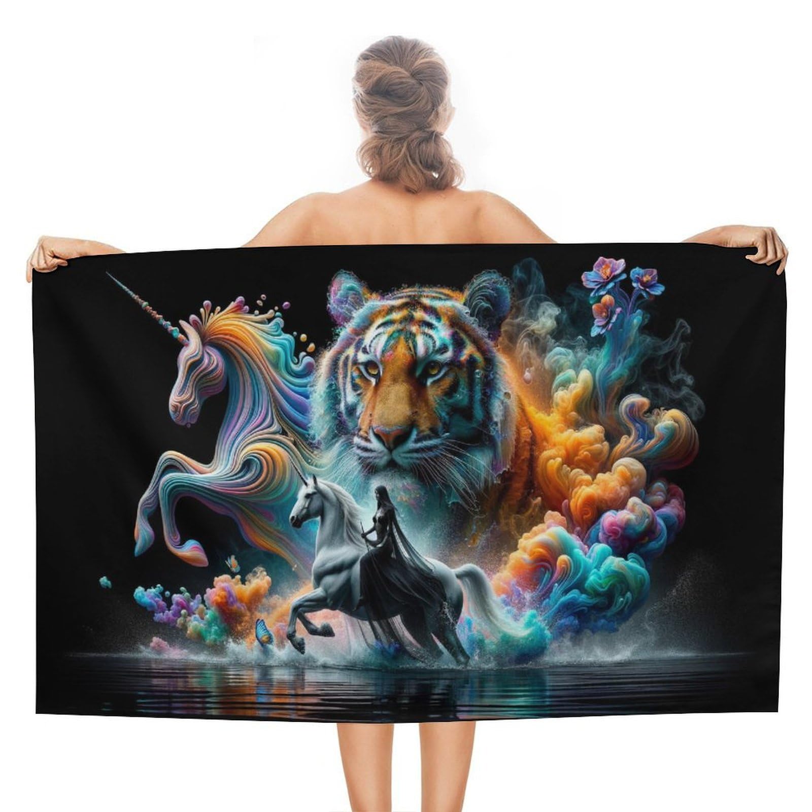 Serviettes de plage super absorbantes et compactes motif Fantasy