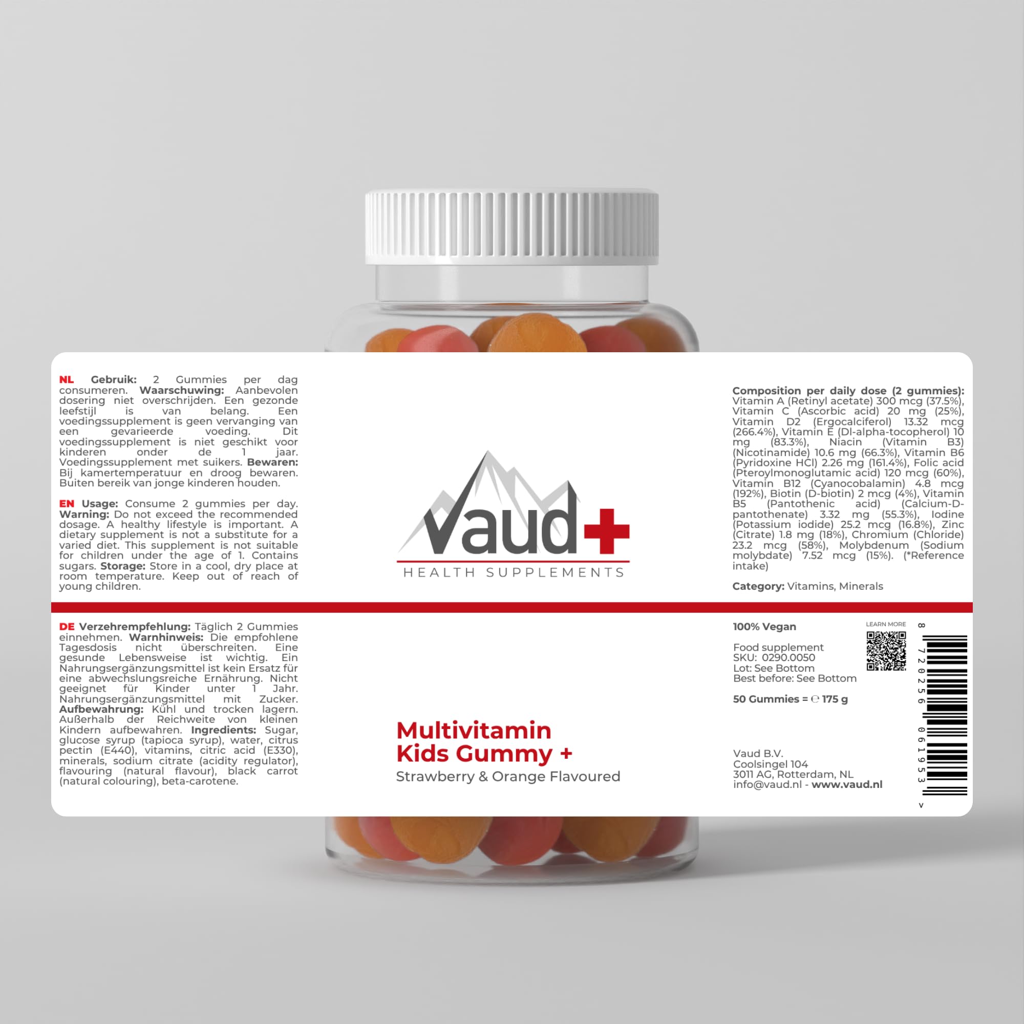 VAUD Kinder Multivitamin Gummys – Vitamin C, D, A & Zink – ohne Gelatine