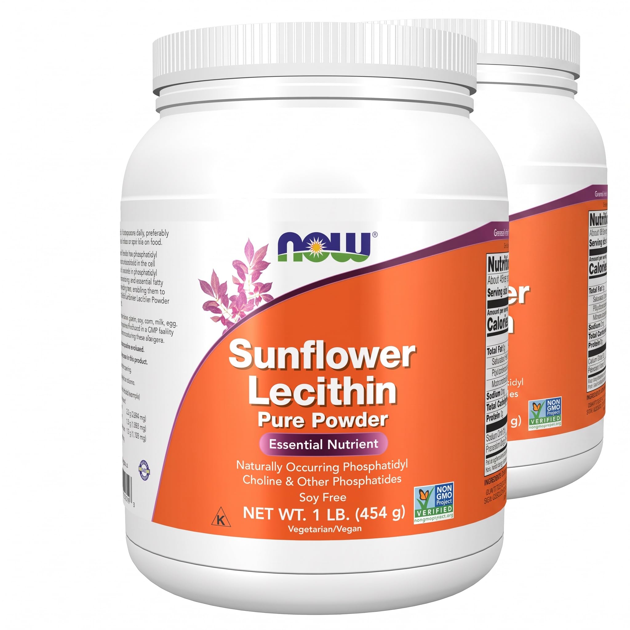 NOW Foods Supplements,Sunflower Lecithin with Naturally Occurring Phosphatidyl Choline and Other Phosphatides,Powder,1-Pound,(Pack of 2)