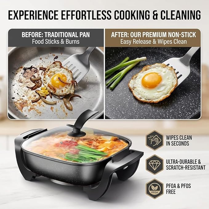 Sartén Eléctrico Familiar Antiadherente 1500W 110V miniatura 5