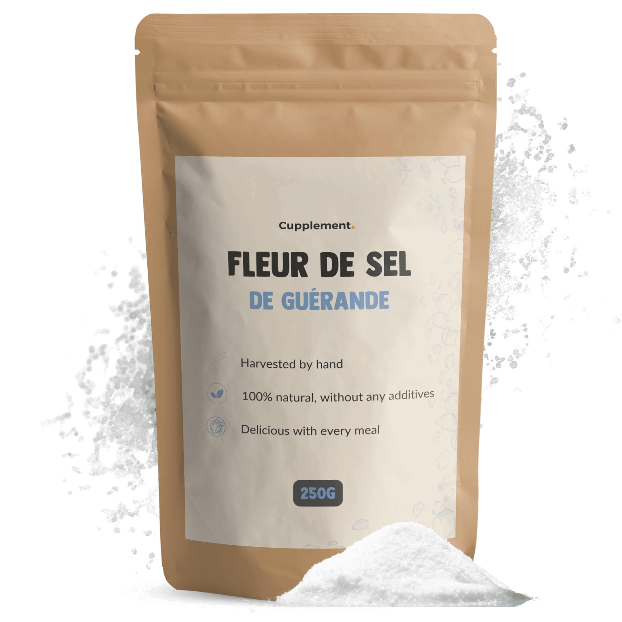 Cupplement - Fleur de Sel de Guérande - Sel de mer celtique 250 g - Qualité supérieure - Sel fin