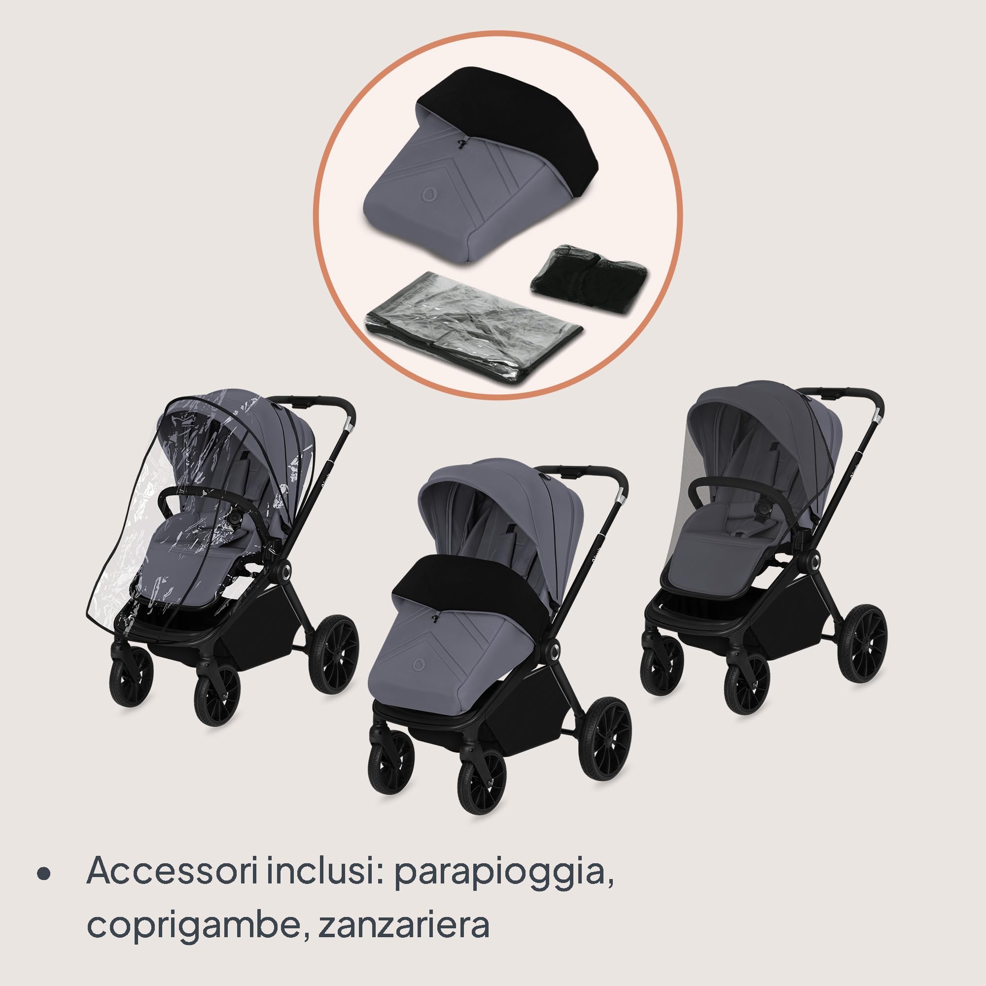 Lionelo Mika Plus All-Terrain - Passeggino leggero per bambini da 6 a 48 mesi fino a 22 kg, sedile reversibile, impermeabile, baldacchino UPF50+, sospensione anteriore e posteriore, grande cestino per